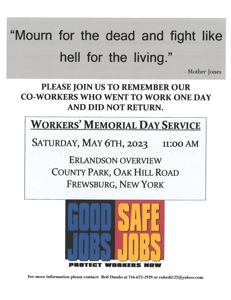 CHQ Workers Memorial Day 2023 flyer